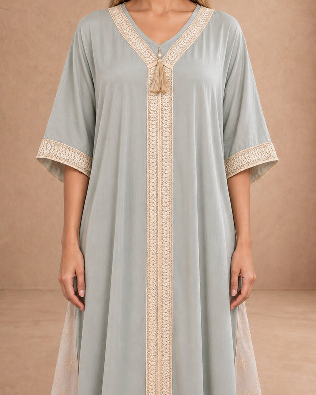 Gold Embroidered Jacquard Jalabiya - Jalabiya - Mizyana