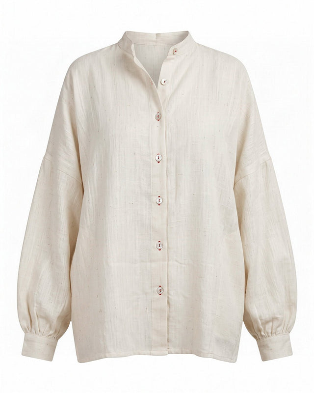 Grain Off-White Handwoven Cotton Twill Shirt - Shirt - Mizyana