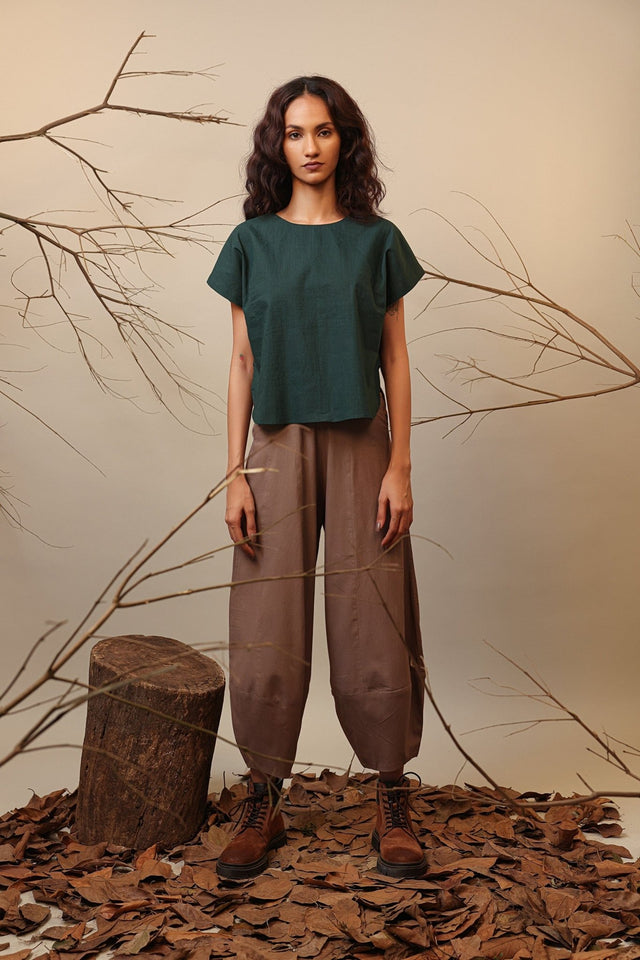 Green & Beige Sevi Suga Set (2 PCS) - Two-Piece Set - Mizyana