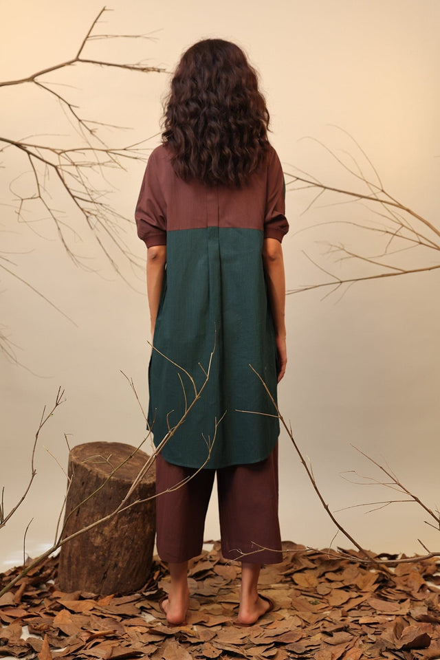 Green & Brown Shirt Tunic - Shirt - Mizyana