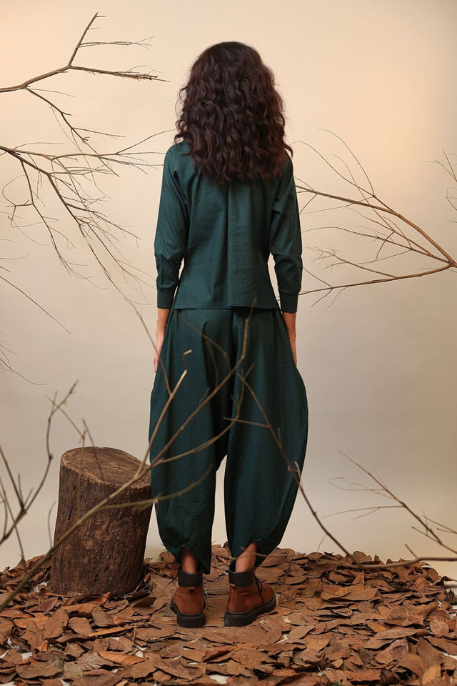 Green Rib Raglan Top - Shirt - Mizyana