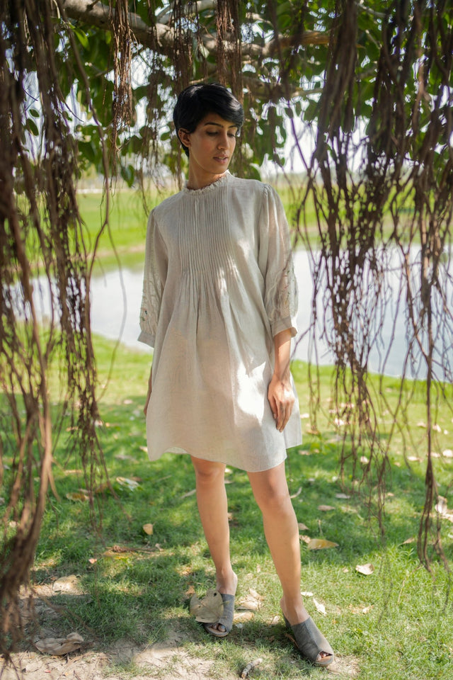Grey Applique Dress - Dress - Mizyana