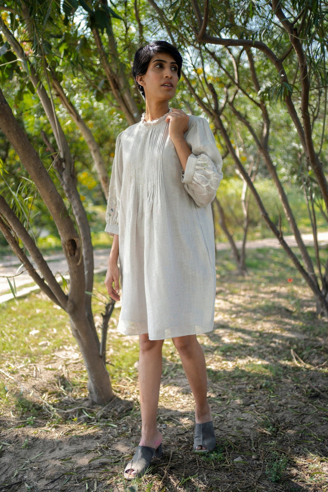 Grey Applique Dress - Dress - Mizyana