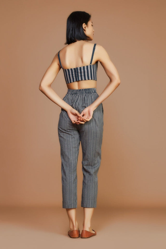 Grey with Charcoal Striped Corset - Mizyana