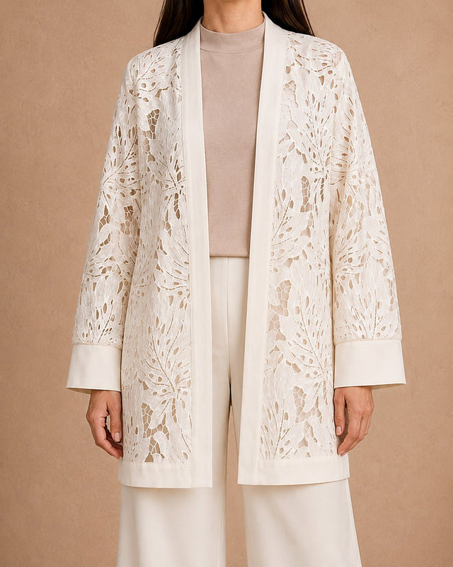 Guipure Botanical Lace Jacket - Jacket - Mizyana