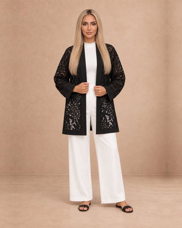 Guipure Botanical Lace Jacket - Jacket - Mizyana