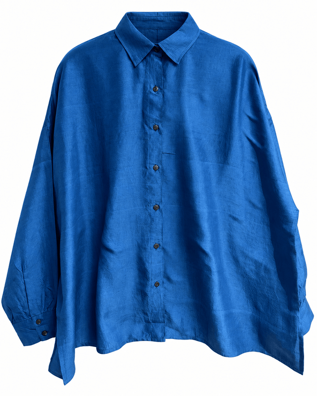 Handwoven Mulberry Silk Oversized Shirt with Collar in Seven Colours - Shirt - Mizyana