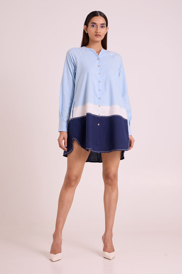 Harbour - Beach Blue Short Dress - Dress - Mizyana