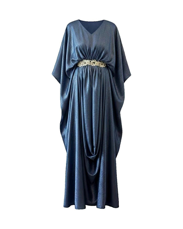 Hellenic Embellished Belt Drape Kaftan - Kaftan - Mizyana