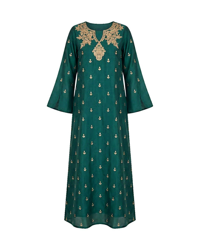 Heritage Zari Embroidered Chanderi Jalabiya - Jalabiya - Mizyana