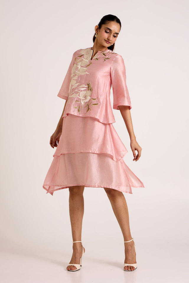 Ice Pink Quinn - Terraced Short Dress - Dress - Mizyana