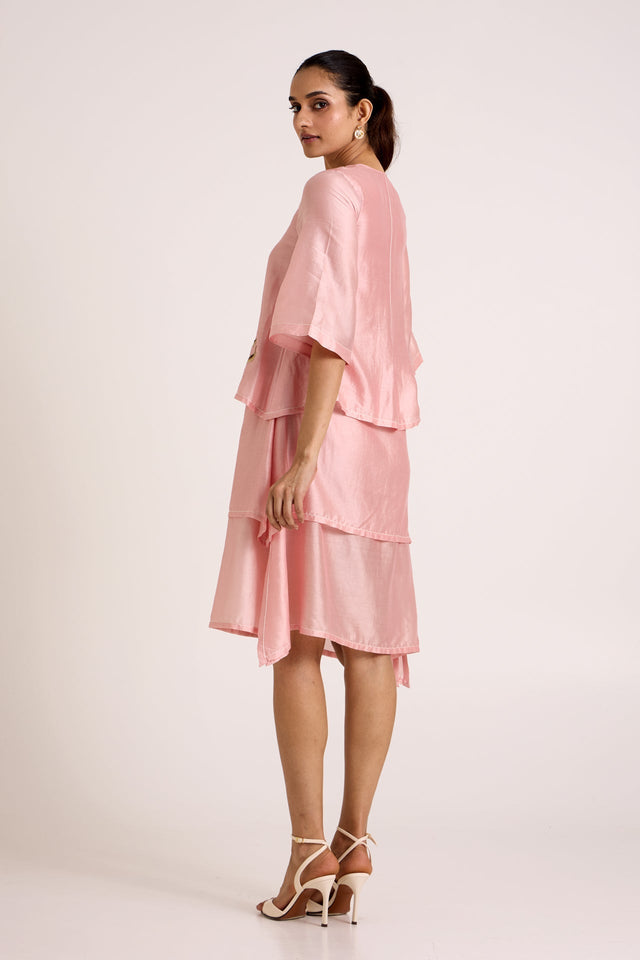 Ice Pink Quinn - Terraced Short Dress - Dress - Mizyana