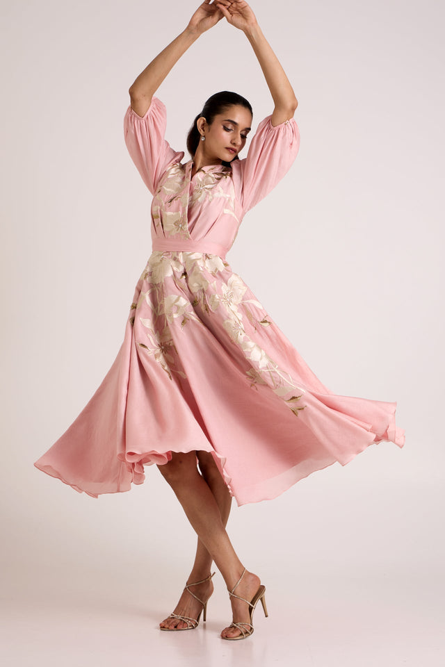 Ice Pink Saira - Circular Midi Dress - Dress - Mizyana