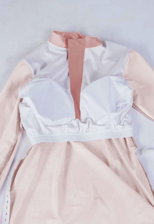 Sandy Bloom Peach Coral Colour Block Zip Neck Swim Top