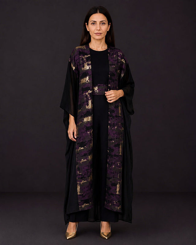 Imperial Braid Belted Abaya Set - Abaya - Mizyana