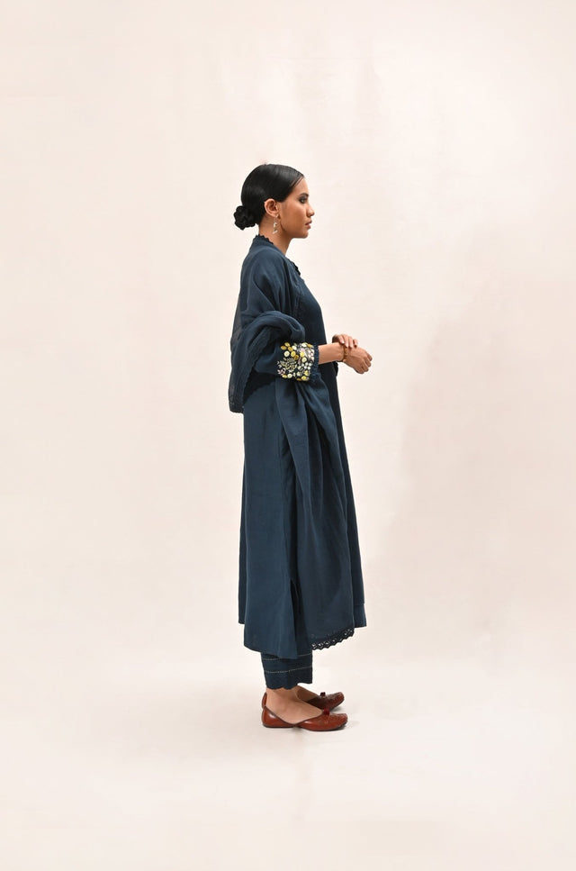 Indigo a Line Layered Kurta Set - Two-Piece Set - Mizyana