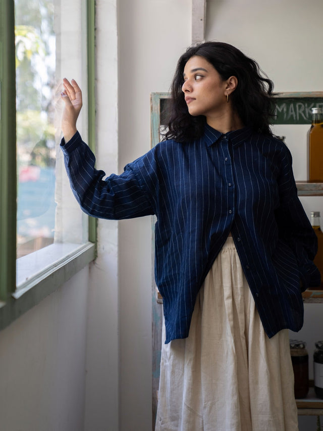Indigo Streams Oversized Shirt - Shirt - Mizyana