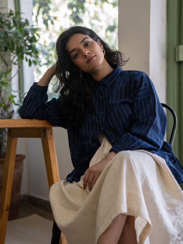 Indigo Streams Oversized Shirt - Shirt - Mizyana
