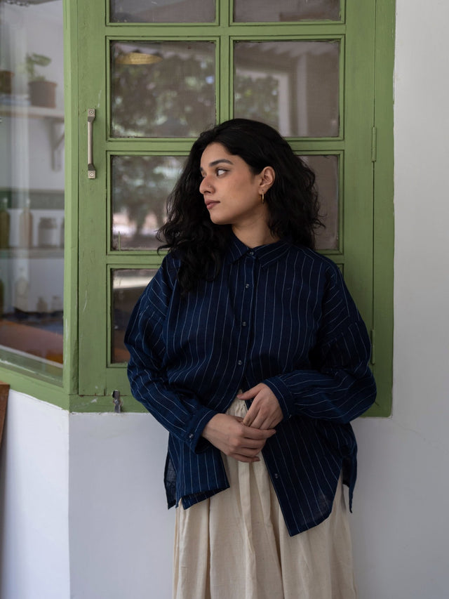 Indigo Streams Oversized Shirt - Shirt - Mizyana