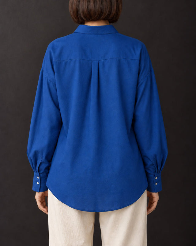 Ink Blue Mulberry Silk Oversized Shirt - Shirt - Mizyana