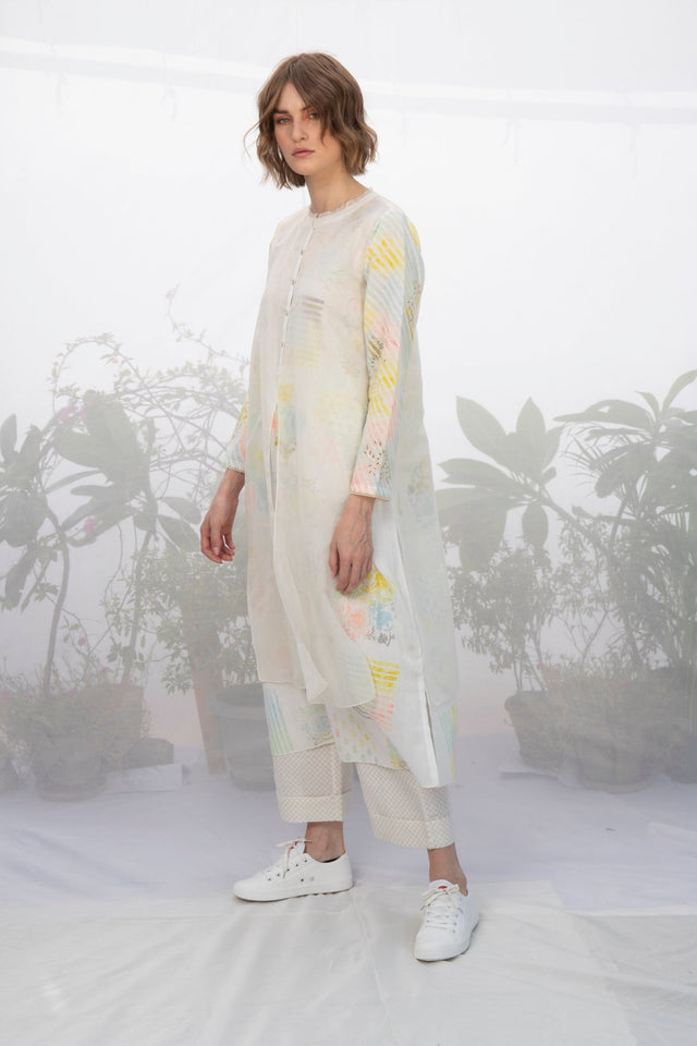 Ivory Checks Printed Pants - Trousers - Mizyana