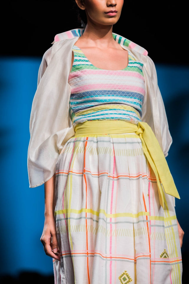 Ivory Checks Wrap Skirt - Skirt - Mizyana