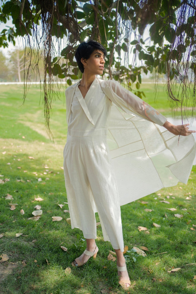 Ivory Jacket and Jumpsuit - Two-Piece Set - Mizyana