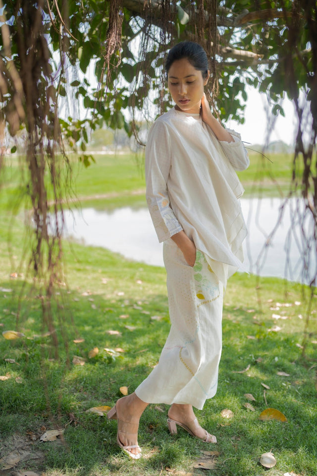 Ivory Jacket, Top and Pants - Three-Piece Set - Mizyana