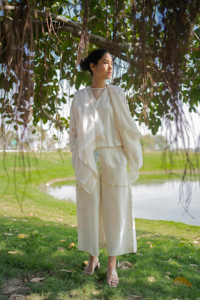 Ivory Jacket, Top and Pants - Three-Piece Set - Mizyana