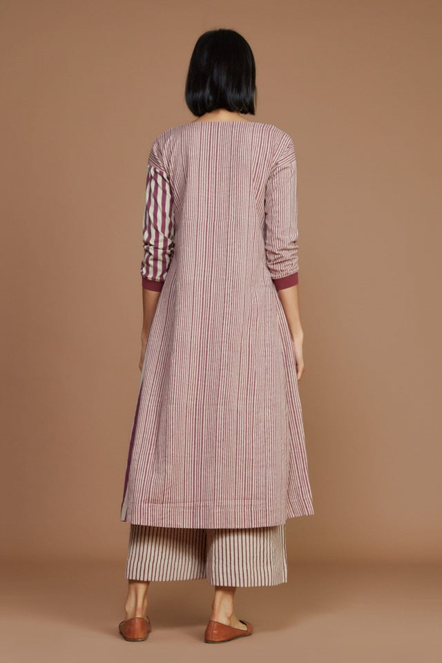 Ivory with mauve Striped RE Pants - Trousers - Mizyana