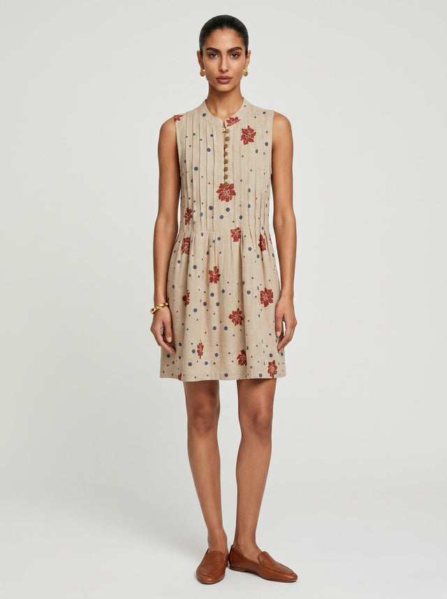 Ivy Beige Cotton Dress - Dress - Mizyana