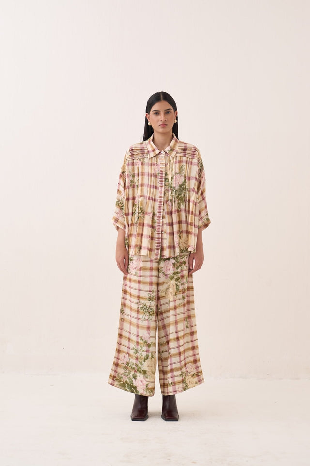 Jaali Rose Pintuck Shirt Set - Two-Piece Set - Mizyana