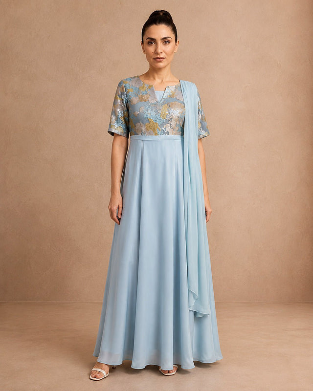Jacquard Bodice Kaftan - Kaftan - Mizyana