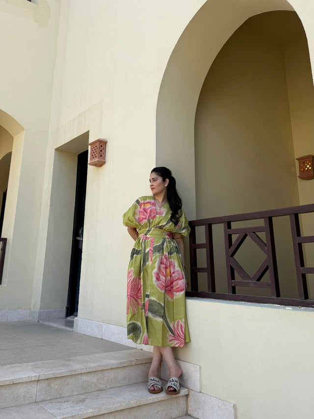Juno Dress in Tuscan Olive Print - Dress - Mizyana