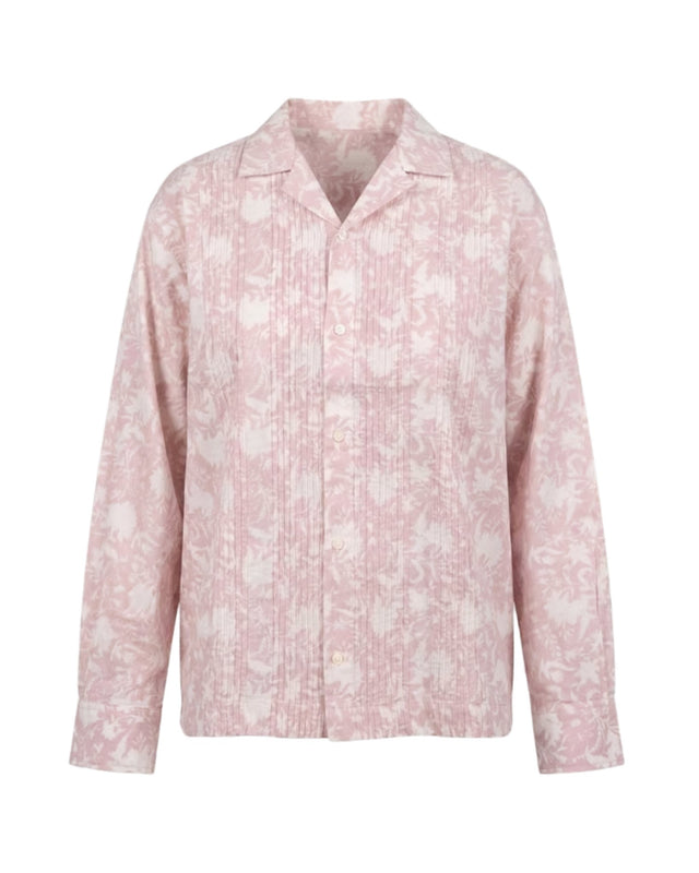 Kiro Blush Pink Floral Print Cuban Collar Shirt - Shirt - Mizyana