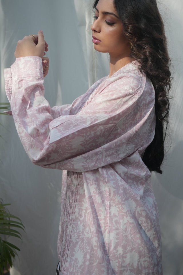 Kiro Cuban Collar Shirt - Blush Pink - Shirt - Mizyana