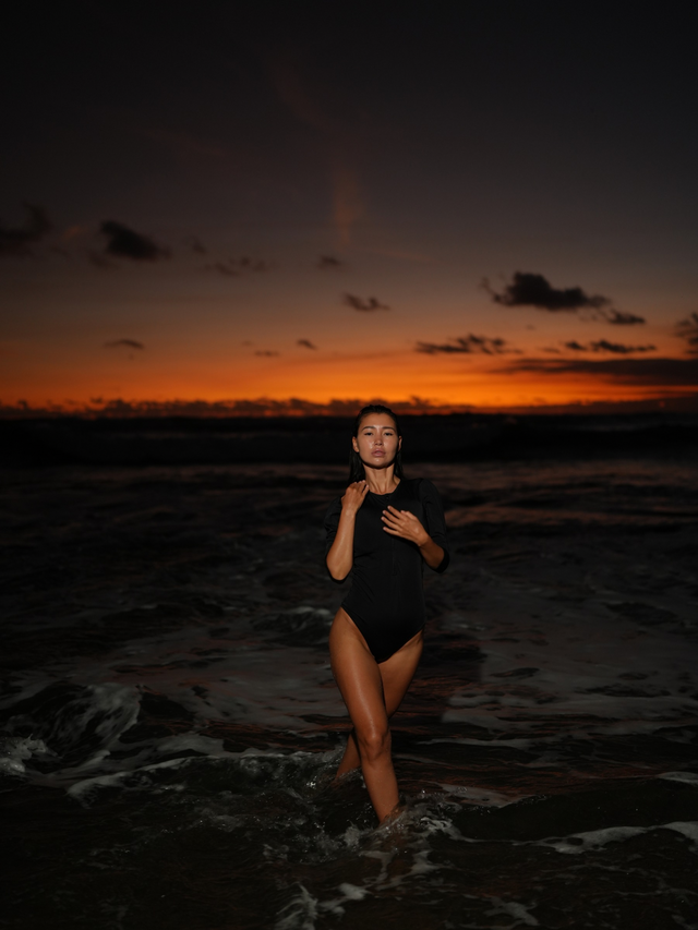 Levana One Piece Swimsuit 3/4 Sleeves - Black