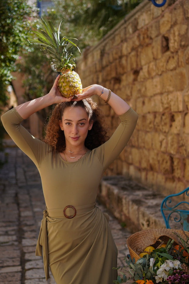 Levana swim set with real wrap skirt - Olive - Swim Set - Mizyana