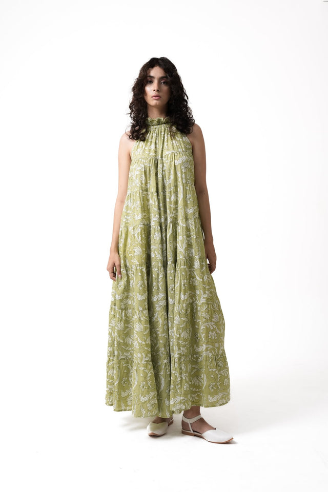 Lila Neck Gathered Dress - Pear - Dress - Mizyana