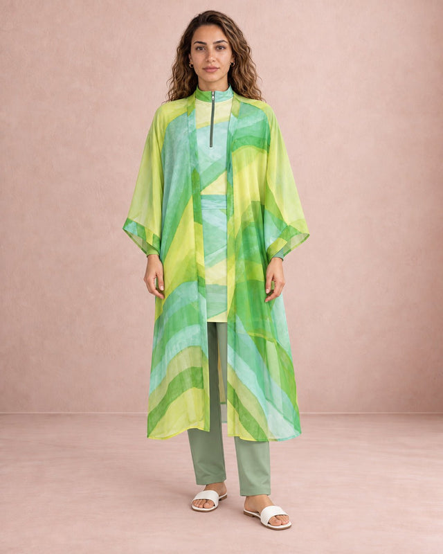 Lime Fusion Kimono - Swimwear Kimono - Mizyana