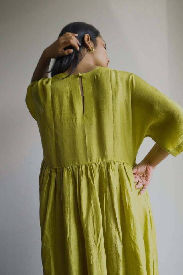 Lime Green Kimono Sleeve Dress - Dress - Mizyana