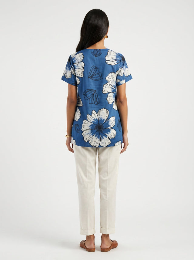 Lin Blue Modal Top - Shirt - Mizyana