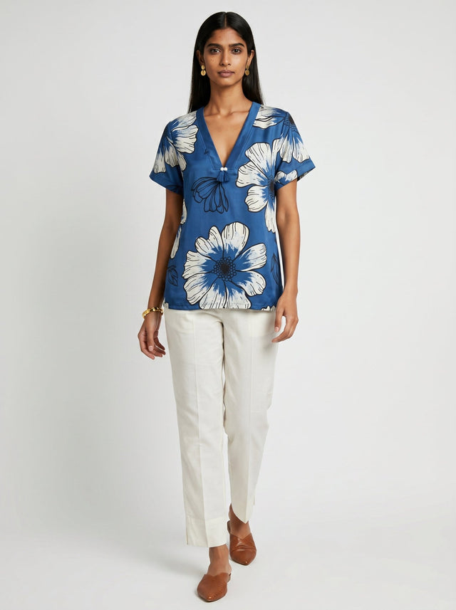 Lin Blue Modal Top - Shirt - Mizyana