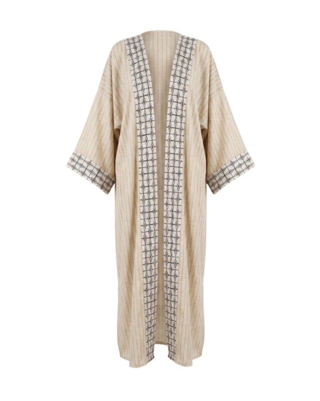 Linen Textured Open Abaya - Abaya - Mizyana