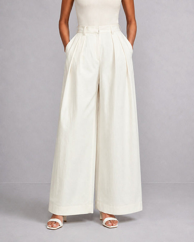 Long Pleated Cotton Trouser - Trousers - Mizyana
