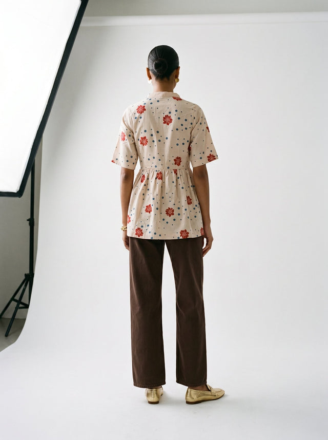 Lou Beige Cotton Top - Shirt - Mizyana