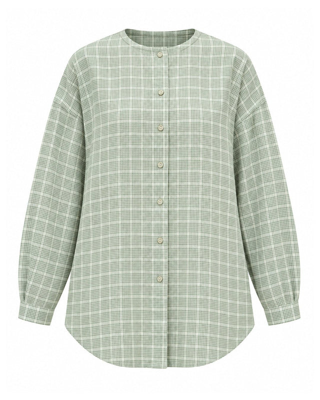 Madras Flair Sage Green Checked Handwoven Cotton Shirt - Shirt - Mizyana