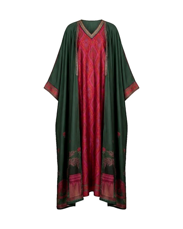 Manzare Green Dress & Cape Kaftan - Kaftan - Mizyana