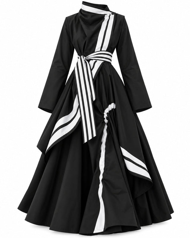 Mara Black Stripe Trim Cotton Shirt Jacket with Belt - Jacket - Mizyana