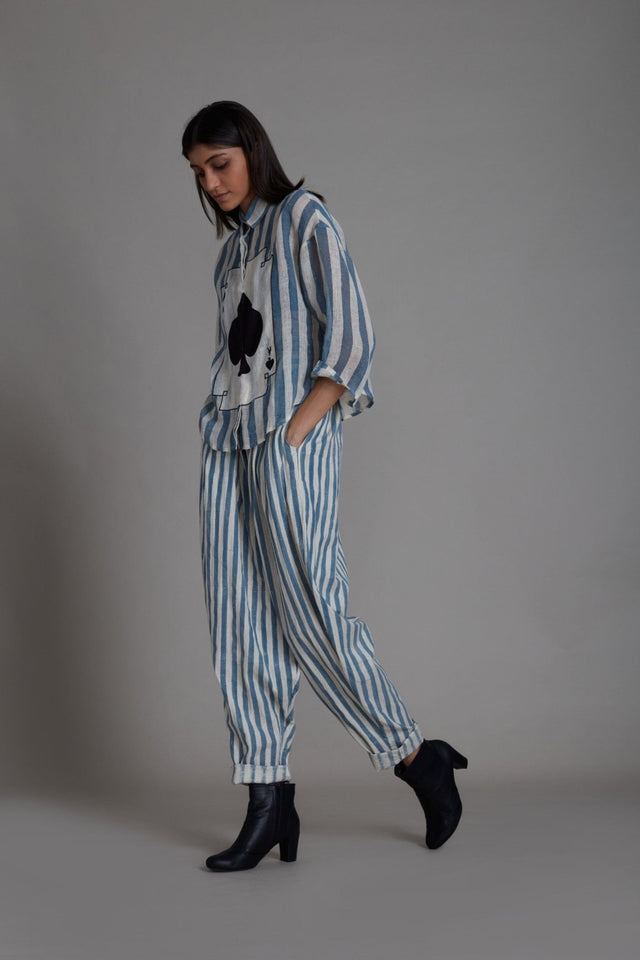 Mati Ikka Co-Ord Set-Blue stripe (2 PCS) - Co-ord Set - Mizyana